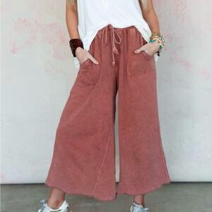 Boho Wide-Leg Pants in Rust